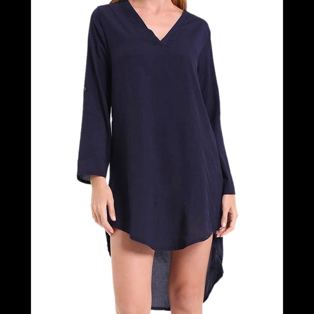 Women V-Neck High Low Dress